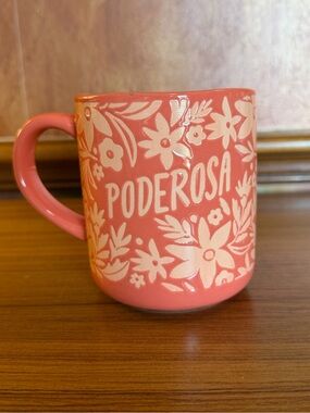 Opalhouse Target Poderosa Stoneware Coffee Mug Coral Pink Floral 16oz